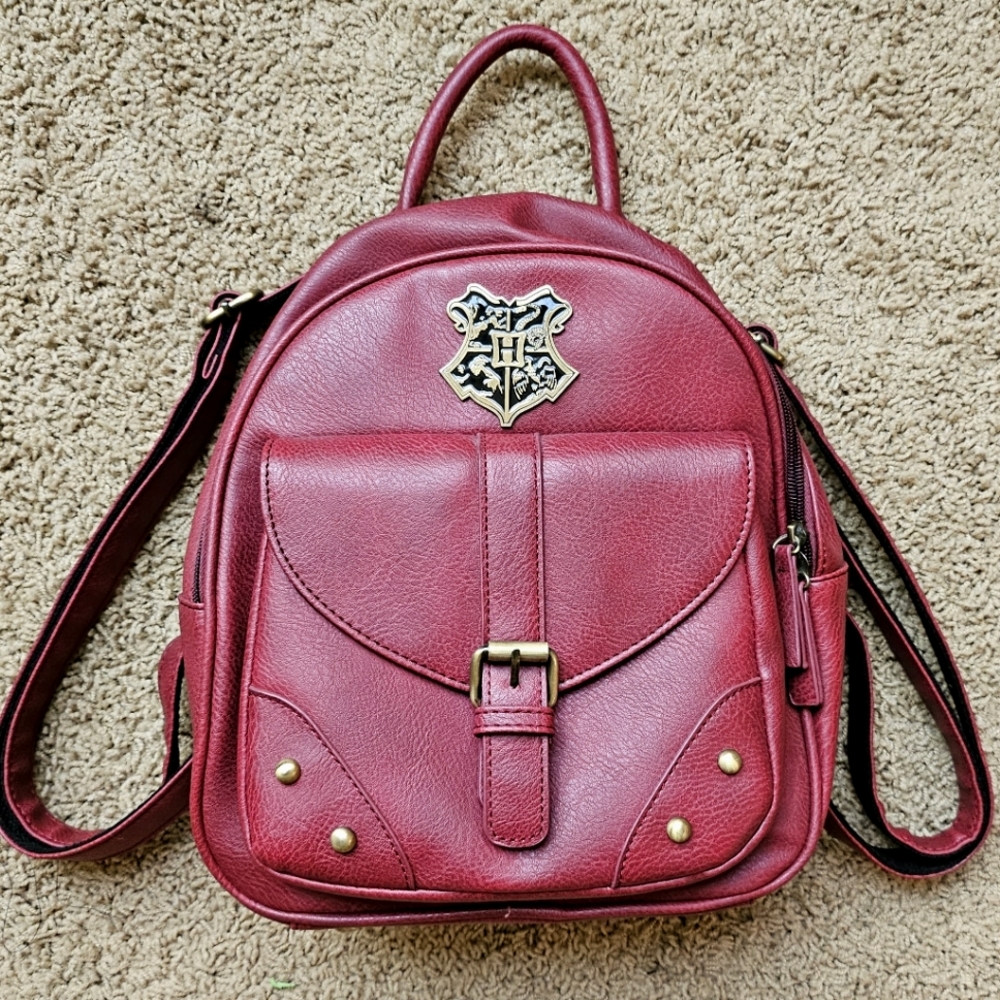Harry Potter Red Faux Leather Hogwarts Crest Mini Backpack